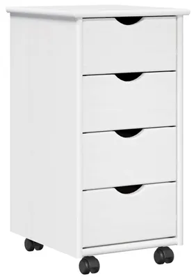 Produktbild von Eleganten-Stil Rollschrank - Wohnzimmerschrank - für Flur, Schlafzimmer - Mit Rad Weiß 34x39x65,5 cm Massivholz Kiefer - Kommoden - Möbel26