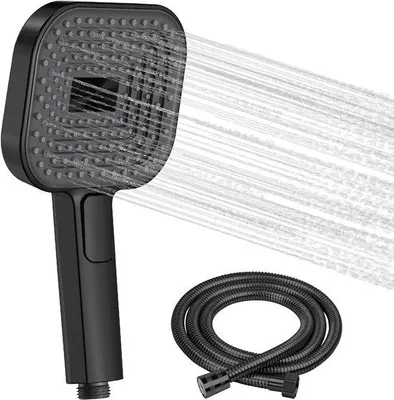 Obrázek produktu pro Sprchová hlavice Zwart, 135 mm, velká sprchová hlavice s úspornou technologií, s 3 proudovými režimy + 1,5 metru sprchové hadice pro vany a sprchy