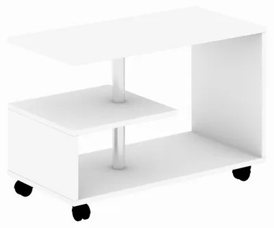 Image de Table basse en panneau de particules mélaminé blanc 80 x 52,5 x 40 cm