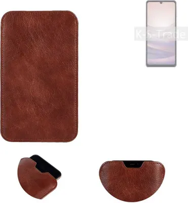 Produktbild von K-S-Trade Schutzhülle Handyhülle kompatibel mit Sharp Aquos Sense7 Handytasche Kunstleder Sleeve in braun