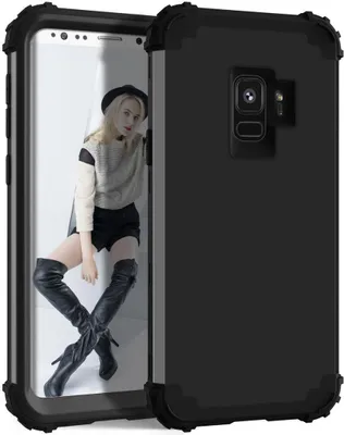 Produktbild von Galaxy S9 Hülle, LaimTop Heavy Duty 3 in 1 Hybrid Hart PC Flexibel TPU Silikon Stossfest Kratzfest Tasche Schutzhülle für Samsung Galaxy S9 Schwarz