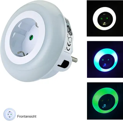 Produktbild von LED Nachtlicht-Steckdosen-Adapter Orientierungslicht LED-Licht mit Dämmerungssensor und Steckdose Stimmungslicht