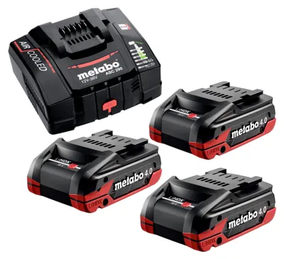 Image de Metabo Set de base 3x bloc batterie LiHDX 18 V 4,0 Ah ( 3x 624974000 ) + chargeur ASC 290 ( 627370000 )