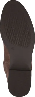 The sole of a brown boot.
