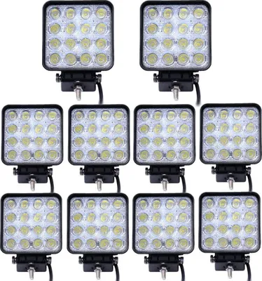 Immagine prodotto di Greenmigo 10 pezzi impermeabili ip67 LED 48W faro da lavoro rotondo luce da lavoro luce nebbia - trattore - escavatore luce nebbia - 4800lm