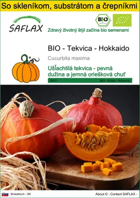 Obrázok produktu pre SAFLAX Kultivačný set - BIO - Tekvica - Hokkaido - Cucurbita maxima - 5 Semená - S mini skleníkom, pestovateľským substrátom a 2 črepníkmi