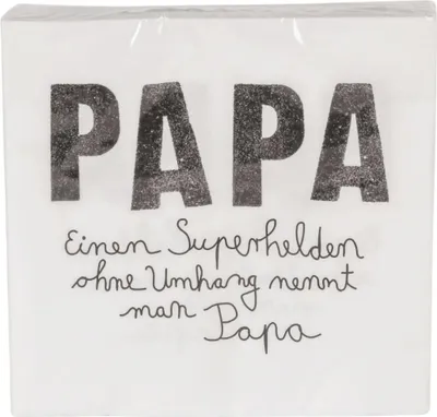 Produktbild von Lunch-Serviette mit Spruch 'Einen Superhelden ohne Umhang nennt man Papa' 33x33 cm