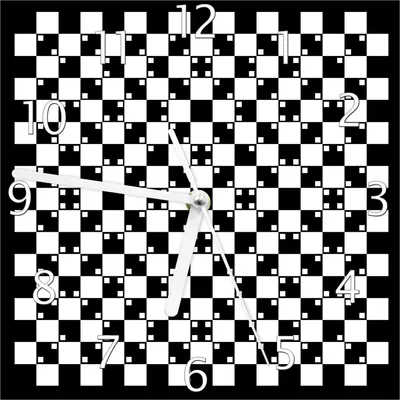 Produktbild von Wallario Design Wanduhr Optische Täuschung - Illusion - schwarz weiß aus Echtglas, Größe 20 x 20 cm