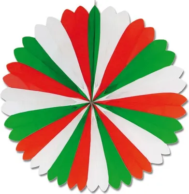 Produktbild von Dekofächer Grün-Weiß-Rot 35cm, schwer entflammbar