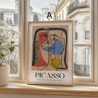 Produktbild von Matisse Poster · Geschenkidee · Abstrakte Formen Matisse Scherenschnitt Kubistische Porträts · Dekoprint ohne Rahmen · Motiv A · 30 × 40 cm