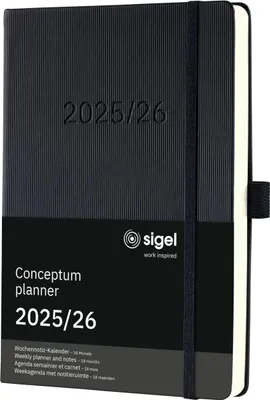 Image de sigel Calendrier livre Conceptum 2025/2026 env. DIN A5 noir
