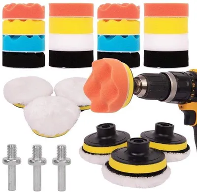Immagine prodotto di Set di lucidatura per auto - 25 pezzi - 80 mm - per accessori di lucidatura auto - per lucidatura, levigatura e ceratura con lucidatrici per auto