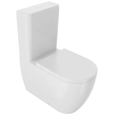Produktbild von SANYCCES ARC Stand-Kombi-WC Wasseranschluss unten links spülrandlos mit SoftClose WC-Sitz, weiß matt