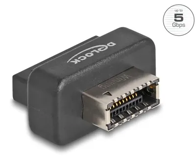 Productafbeelding van Delock - Interne USB-adapter - 19-polige USB-connector (vrouwelijk) naar 20-polige USB Type E (vrouwelijk) met pin A - overdrachtssnelheid tot 5 Gbps, met behuizing