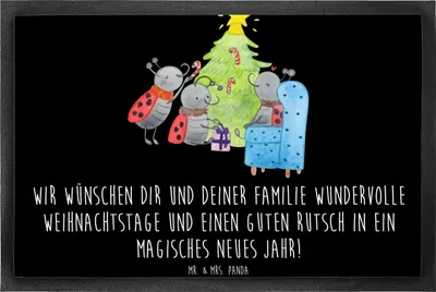 Produktbild von Mr. & Mrs. Panda fußmatte Weihnachten Smörle 50 x 75 cm - Schwarz - Geschenk, Schmutzfänger, Weihnachtsbaum, Tannennadeln, Schmutzfangmatte, Eingangsteppich
