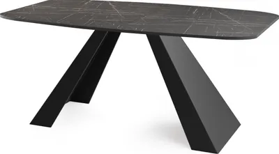 Obrázek produktu pro Jídelní stůl Monte v moderním stylu, Obdélníkový stůl ve vzhledu černého mramoru - Možnost roztažení ze 160 cm na 200 cm, Kovové nohy potažené práškovou barvou - 160 x 80 cm - Černý mramor