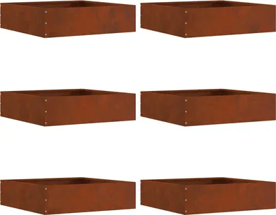 Produktbild von Raseneinfassung 6 pcs Rostig 50 x 50 x 13 cm Wetterfeststahl