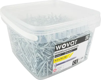 Produktbild von Vorteilseimer Spanplattenschrauben Verzinkt 4,0 x 50 mm Torx 20 Teilgewinde - 1500 Stück