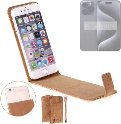 Produktbild von K-S-Trade Handyhülle kompatibel mit Apple iPhone Pro Max Kork Hülle Flipstyle Case Schutzhülle Kork Case Hülle Flip cover Klapphülle Klapp, braun
