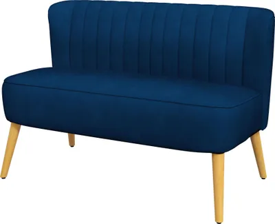 Produktbild von Sofa Retrodesign 2-Sitzer-Sofa, Holzbeine, 117 cm x 56,5 cm x 77 cm, Blau