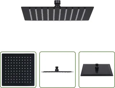 Immagine prodotto di The Living Store Doccia a pioggia in acciaio inox 20x20 cm Quadrato Nero