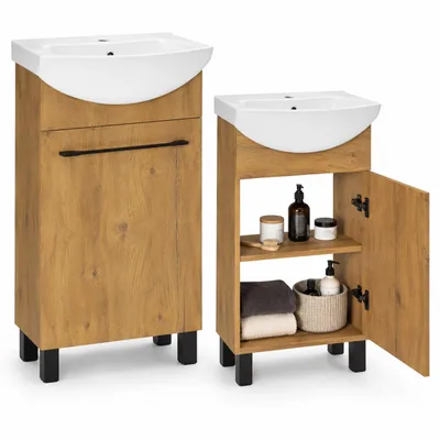 Produktbild von paplinskimoebel badezimmerschrank mit waschbecken 50 x 40 x 84,5 cm- waschbeckenunterschrank Badezimmer möbel, klein gäste wc waschbecken mit unterschrank- 50 cm, KI-generiertes Bild