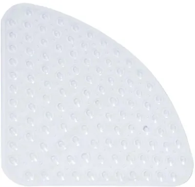 Produktbild von Unyqoos transparente® rutschfeste Badezimmer-Eckmatte mit Massageeffekt und Abflusslöchern