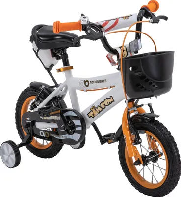 Produktbild von Actionbikes Kinderfahrrad Timson 12 Zoll | Kinder Fahrrad - Mädchen Rad - Jungen Bike - Kinderrad - V-Brake Bremsen - Korb - Stützräder - 2-5 Jahre