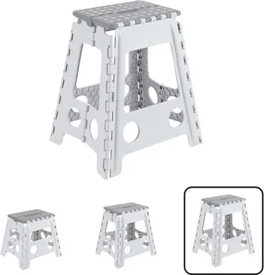 Produktbild von Famanu Klapphocker für Küche und Badezimmer - Stabil und rutschfest, 45 cm hoch, Weiß