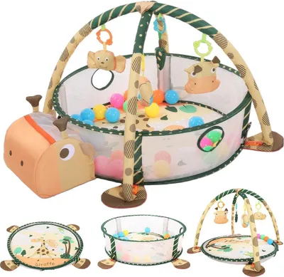 Produktbild von Baby Spielmatte - Spielbogen mit Umrandung - Krabbelmatte, Stoffbuch, Tiermuster, Kunststoff, Unisex - Grün
