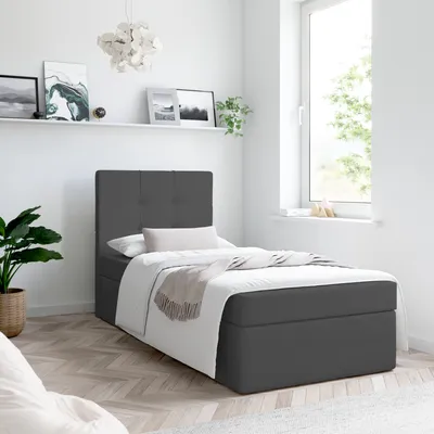 Produktbild von Bett, Boxspringbett MERA PREMIUM MINI 100x200cm - OHNE Topper mit Bettkästen, Einzelbett, Stauraum, Polsterbett, (Kunstleder Schwarz - MADRYT 1100)