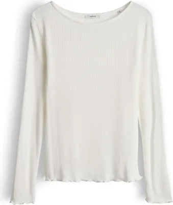 Produktbild von Opus Damen Langarmshirt Suzzo Rundhalsausschnitt Rippenstrick Weiß Gr. 44