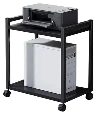 Immagine prodotto di Supporto per PC - Carrello mobile per torre del computer da posizionare sotto la scrivania - 2 ripiani - Larghezza regolabile - Ruote girevoli a 360° - Metallo