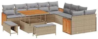 Immagine prodotto di vidaXL Set di divani da giardino, 13 pezzi, 13 posti, color beige e grigio chiaro