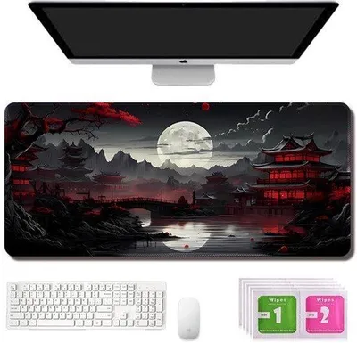 Productafbeelding van Bureau Onderlegger Gaming - XXL 900 x 400 mm - Rubber - Zwart - Multifunctionele Muismat