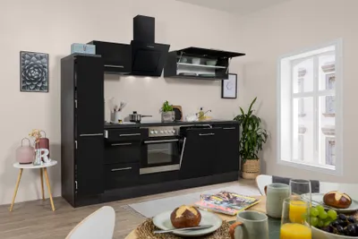 Produktbild von Küche Küchenzeile Küchenblock Eiche Schwarz Amanda 250 cm Respekta Premium