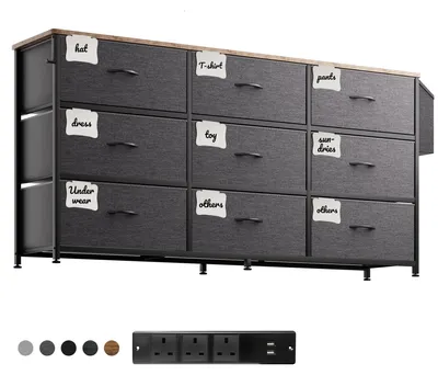 Image de Commode en tissu avec 9 tiroirs, adaptée aux téléviseurs jusqu'à 60 pouces