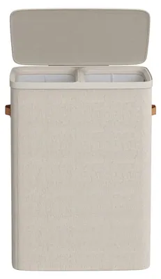 Image de Panier à linge de 170 litres avec 2 compartiments | Gris | 40x56x75 cm