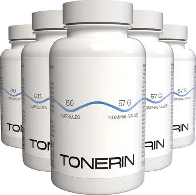 Produktbild von TONERIN - 300 Kapseln (5x60) hochdosiert - Original Rezept aus der Schweiz - Vegan & Pflanzlich mit Vitaminen & Mineralien - 5er Pack