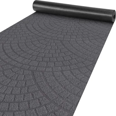 Produktbild von Küchenläufer Flur Teppichläufer Velours Läufer DAVIS Anthrazit Mosaik Robust Breite 50cm Länge 100cm