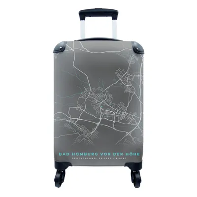 Produktbild von MuchoWow® Koffer Handgepäck Trolley Rollkoffer Kleine Reisekoffer mit 4 Rollen - Stadtplan - Karte - Bad Homburg vor der Höhe - Blau - Deutschland - Karte - Cabin Size < 55x40x23 cm & 55x40x20 cm - Fotokoffer - Kabinenkoffer - Boardgepäck - Reise-Box - Reisekoffer - Reisegepäck - Koffer mit Bild - Trolley für Kinder