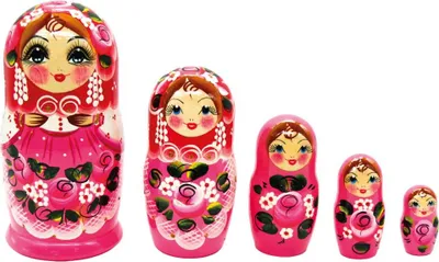 Produktbild von Matrjoschka Röschen 5 Holzpuppen 18 cm Höhe Matröschka Babuschka Steckpuppen Matroschka Матрёшка