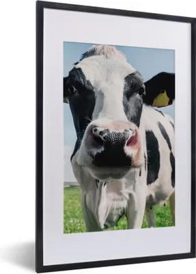 Produktbild von MuchoWow® Gerahmtes Poster Kuh - Wiese - Natur - Tiere - Gras 40x60 cm - Poster mit Schwarzem Bilderrahmen Wandposter Rahmen Foto Bilder - Poster in Rahmen