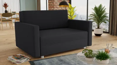 Produktbild von Schlafsofa Pura Maxi mit Bettkasten - Polstersofa mit Schlaffunktion, Sofa, Bettsofa, Wohnlandschaft (Schwarz (Suedine 24))