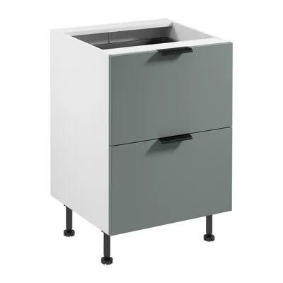 Produktbild von Küchenunterschrank 60 cm mit 2 Schubladen küchenmöbel ohne Arbeitsplatte, Sorento D60S2+1 AX Weiß/Grün