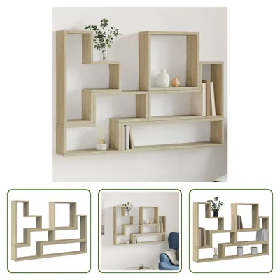 Obrázok produktu pre The Living Store nástenná polica Sonoma dub 96x12x64 cm materiál na báze dreva