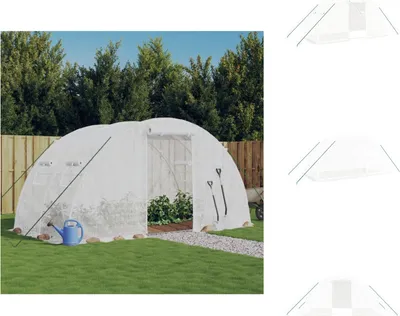 Produktbild von vidaXL Gewächshaus mit Stahlrahmen Weiß 8 m² 4x2x2 m -  Gewächshäuser