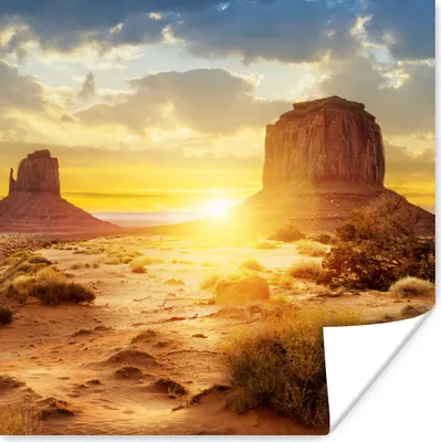Produktbild von MuchoWow® Poster Sonnenuntergang - Felsen - Landschaft - Horizont 75x75 cm - Wand Dekoration