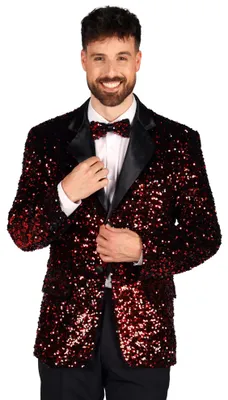Produktbild von Jacke Showstar Pailletten rot schwarz, Groesse:M