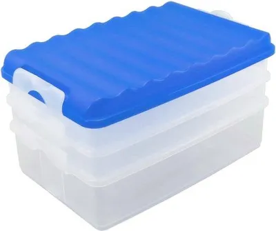 Produktbild von Famanu Lunchbox mit mehreren Fächern - Stapelbare Lebensmittelbox für den Kühlschrank - Ca. 25 x 15,5 x 14 cm (1 Set/blau)